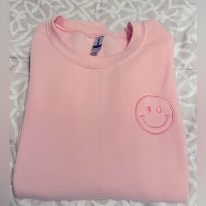 Smiley Face embroidered pink sweatshirt